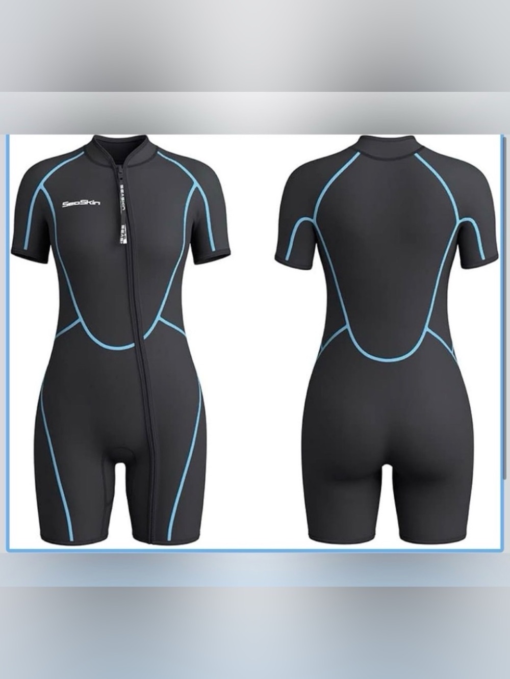 NWOT SEASKIN Womens 100% Neoprene Front-Zip SHORTY Wetsuit Swimsuit SZ S